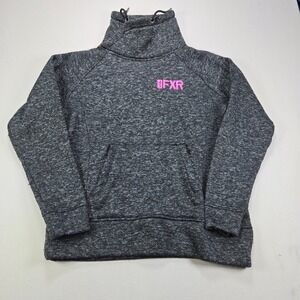 FXR Pullover Funnel Neck Logo Heathered Charcoal Gray Pink Womens Large